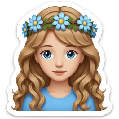 White girl with light brown wavy long hair and blue eyes who likes to go to festivals sticker