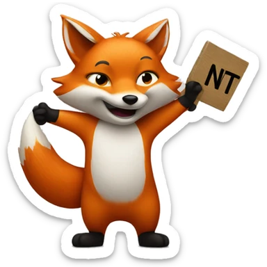 
The fox raises its arms and holds a sign saying "NT" sticker