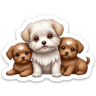  Maltese dog with a lot of brown puppies sticker