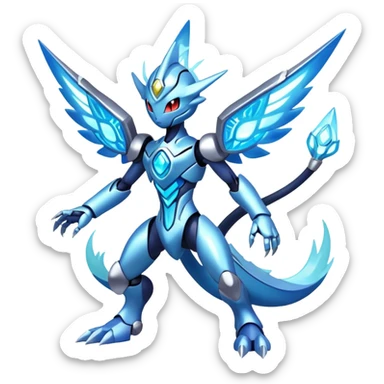 Shiny Futuristic Celestial Fakemon-Pokemon-Digimon-Spectrobes-fusion, full body sticker