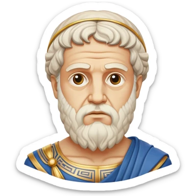 Cinematic Realistic portrait of Plato, depicted as a wise ancient philosopher with a contemplative gaze and detailed traditional Greek attire, rendered in soft, classical lighting that evokes antiquity sticker