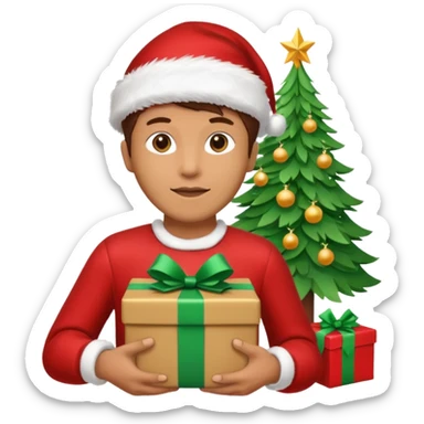 create a realistic emoji of a logistic woker under a christmas tree sticker