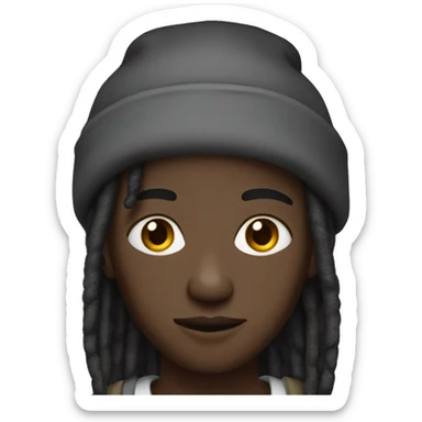 Dark skin young adult with dreads wearing a beanie  sticker