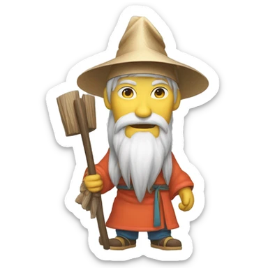 Lu Ban is a legendary figure in Chinese mythology, depicted as a clever craftsman often wearing wide robes, a broad-brimmed hat, and carrying woodworking tools. 🛠️🎩👕 sticker