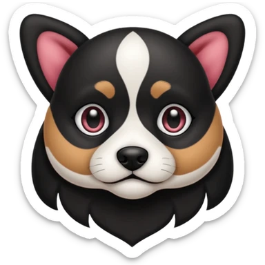 haz un perro negrocon el ozico y las patas blancas sticker