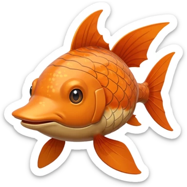 Solaran Magikarp - Ground type Hardier than regular Magikarp, longer and thinner, adapted to survive in shallow desert pools and temporary rain puddles of the badlands. muddy brown-orange fish. long whiskers. pokemon art style. sticker