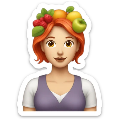 white-red-haired-woman-with-fruit-bouquet sticker