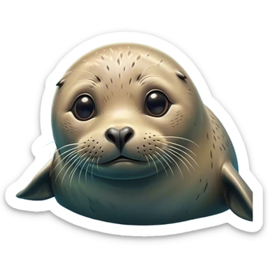 Cinematic Comical Seal Portrait Emoji, Head tilted dramatically with an exaggeratedly shocked expression, featuring a polished, streamlined body with wide, comically expressive eyes brimming with humorous disbelief, Simplified yet hilariously expressive features, highly detailed, glowing with a slightly sassy aquatic glow, high shine, dramatic yet playful, stylized with an air of quirky maritime attitude, soft glowing outline, capturing the essence of a meme-worthy seal that appears ready to side-eye its way into viral fame! sticker