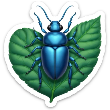 a blue beetle on leaf sticker