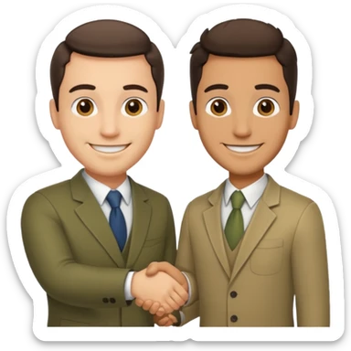 two men smiling and shaking hands sticker