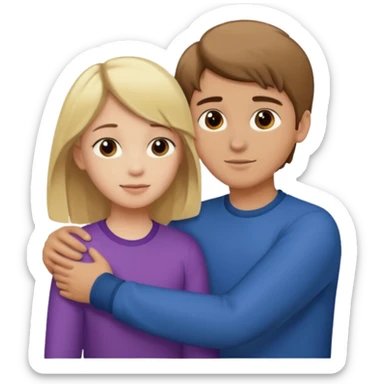 Amour à distance fille blonde et garçon brun tous les deux clair de peau  sticker