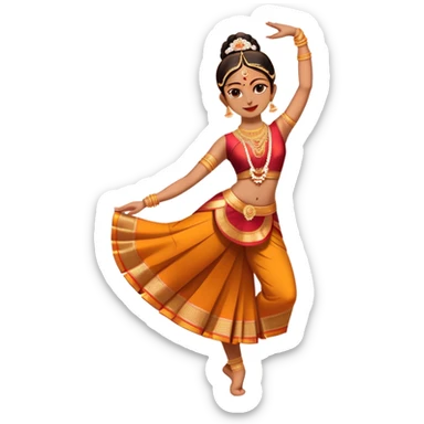 cinematic-realistic-bharatanatyam-dance-emoji,-depicted-as-an-elegant-classical-indian-dance-performance-with-graceful-poses,-intricate-costumes,-and-expressive-hand-gestures,-rendered-with-rich-textures-and-warm-dramatic-lighting, single dancer full body  sticker