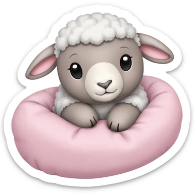 grey lamb stuffed animal in pink sleeper sticker