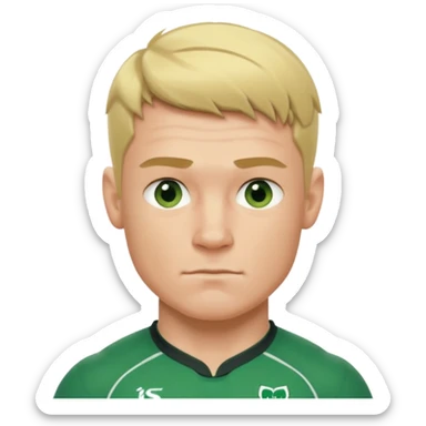 irish rugby player with very short blond hair sticker