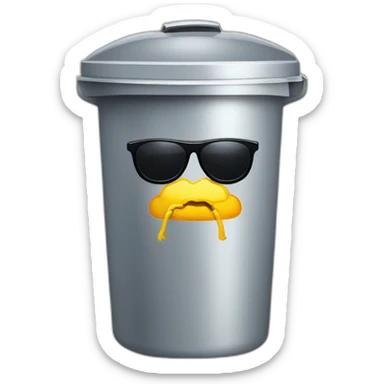 trash can with sunglasses, brain instead of the trash lid sticker