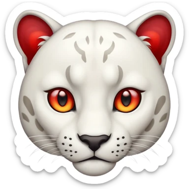 white panther emoji, with deep but bright red eye's. As one would see on discord, that looks like Samuel Ayers from "The Smoke Room". sticker