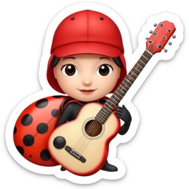 ladybug with a guitar and a cap sticker