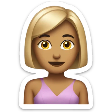 medium tone queen with a bob haircut seating looking forward on a mac laptop and show her dress sticker