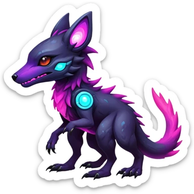 Epic Edgy Cute Colorful Vibrant Dark Nebula Modern Vernid-Sergal-Protogen-creature-animal, full body sticker