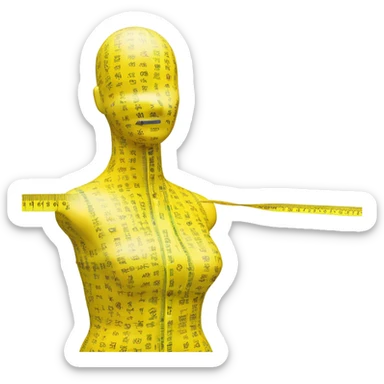 Mannequin bust wrapped in measuring tape  sticker