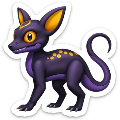 Vintage Dull Dark Gloomy Duskull-Salandit-Umbreon-Fakémon-hybrid-creature (full body)  sticker