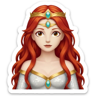 Minerva, Goddess of Wisdom from Gods and Goddesses with long red hair, ivory sequin outfit sticker
