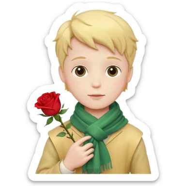The Little Prince with a rose in his hand sticker