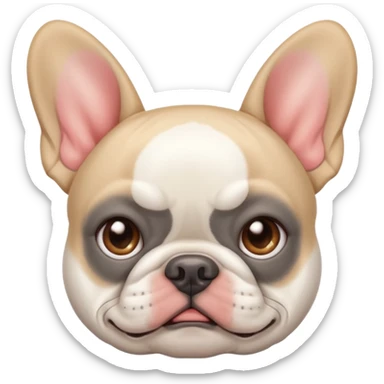 jealous white french bulldog with gray ears sticker
