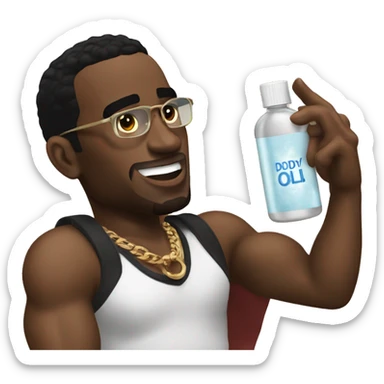 P.diddy holding a body oil bottle  sticker