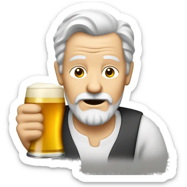 Old white man with a goatee drinking beer sticker