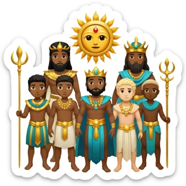 divine synergy between earth God, sun God, sea God and Death God sticker