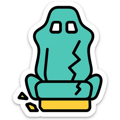 broken sports seat, minimal, clean, inspired by Airbnb category icons, simple color palette, clear outlines, modern icon style sticker