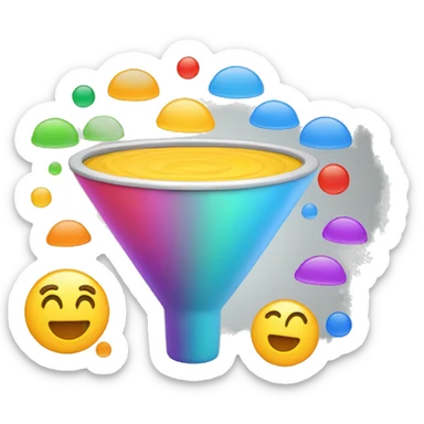 create an emoji of a marketing funnel with 4 different colors and parts  sticker
