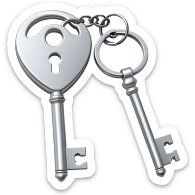 A simple house key with a stylized keychain sticker