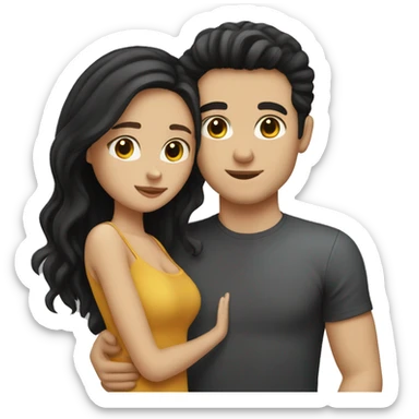 White couple with brown hair girl with black hair white boyfriend kissing each other sticker