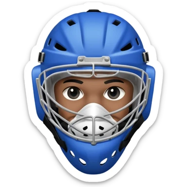 Black player of  ice hockey  who have  a goalkeeper mask which have small holes  sticker