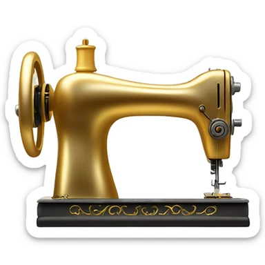 Gold King's Favorite Sewing Machine with a golden mannequin  as if it glows like a personal gift from God sticker