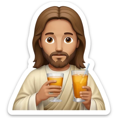 Jesus holding a drink sticker