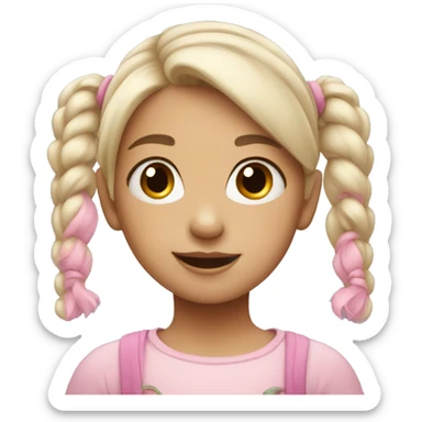 Little Girl with white-pink pigtails sticker