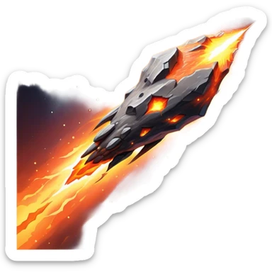  Cinematic Realistic Meteor – A fiery, blazing rock streaking through space, leaving behind a bright, dynamic trail of superheated plasma. Its rocky surface glows intensely as it hurtles toward an unknown destination. sticker