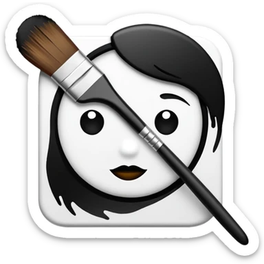 Visualize on-brand content — instantly. black white pallete preferred. brush painting on a canvas. app icon. modern, sleek, minimalistic. ai generated. sticker