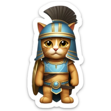 cat dressed as an greek hoplite sticker
