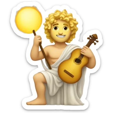 Apollo god of music and poetry and sun. Holding a lyre with Blonde hair sticker