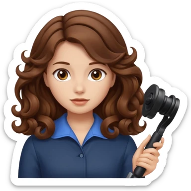 generate a girl with brown hair while curling it longer hair sticker