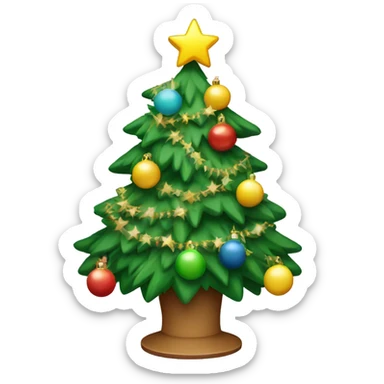 Christmas tree with garland and toys sticker
