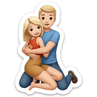 man on knees facing woman hugging her waist sticker