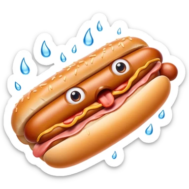 A hotdog with eyes, drooling water out of its huge lips sticker