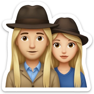 Ragazza bellissima bionda lunghi con fidanzato moro con cappello  sticker