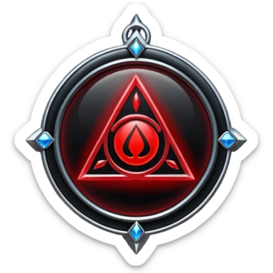 iOS sticker, dark fantasy amulet, black base, red symbol, minimal sticker