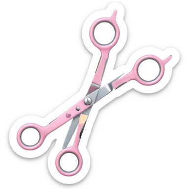 chrome hairdressing scissors, one pastel pink handle, iOS Apple emoji style sticker